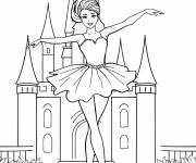 Coloriage Ballerine en dansant devant le chateau