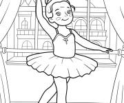 Coloriage Ballerine s'entra&icirc;nant &agrave; la barre