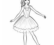 Coloriage Barbie faisant la 1ere position de ballet
