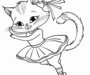 Coloriage Chat femelle danseuse de ballet