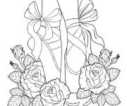 Coloriage chaussons de danse avec des fleurs