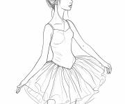 Coloriage Croquis de danseuse de ballet r&eacute;aliste