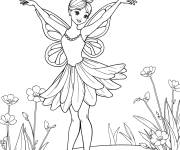 Coloriage Danseuse de ballet avec des ailes