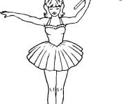 Coloriage Danseuse de Ballet avec parapluie