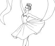 Coloriage Danseuse de ballet avec un ruban