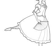 Coloriage Danseuse de ballet avec ventilateur