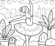 Coloriage Danseuse de ballet dans la ville