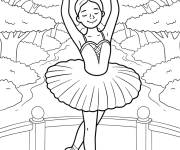 Coloriage Danseuse de ballet dans le jardin