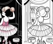 Coloriage danseuse de ballet dans les coulisses