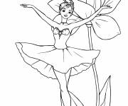 Coloriage Danseuse de ballet devant une grosse fleur
