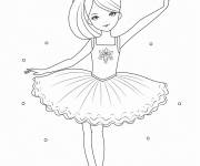 Coloriage Danseuse de ballet en levant la main