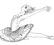 Coloriage Danseuse de Ballet en plein performance