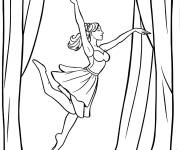 Coloriage Danseuse de ballet en sautant sur scene