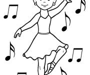 Coloriage Danseuse de ballet et des notes de musique