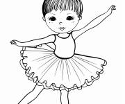 Coloriage Danseuse de ballet kawaii &agrave; colori