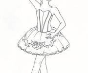 Coloriage Danseuse de Ballet masqu&eacute;e