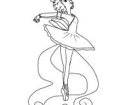 Coloriage Danseuse de ballet style cartoon