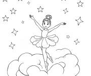 Coloriage Danseuse de ballet sur les nuages