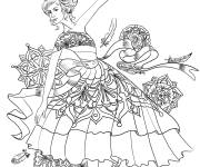 Coloriage Danseuse en sc&egrave;ne de  Lac des Cygnes