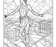 Coloriage Danseuse en style g&eacute;om&eacute;trique