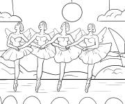 Coloriage Danseuses de Ballet en plein performance