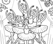 Coloriage Des danseuses de ballet dans en &eacute;quipe