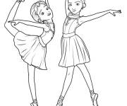 Coloriage Deux filles dansant au ballet