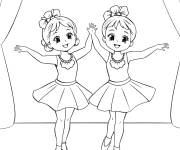Coloriage Deux filles faisant du ballet classique
