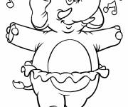 Coloriage et dessins gratuit El&eacute;phant adorable faisant du ballet à imprimer