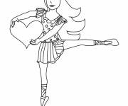 Coloriage Fille Ballet avec un coeur