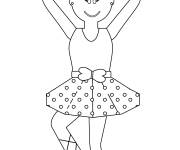 Coloriage Fille en dansant le ballet simple