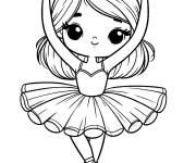 Coloriage Fille kawaii dansant le ballet