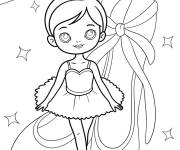 Coloriage Fille kawaii devant une chaussure de ballet