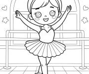 Coloriage Fille kawaii en mouvement de danse classique
