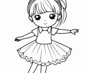 Coloriage Fille kawaii en robe ballet