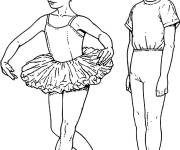 Coloriage Gar&ccedil;on et fille font du ballet