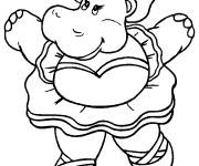 Coloriage et dessins gratuit hippopotame au ballet à imprimer