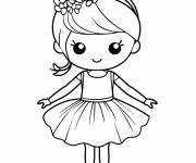 Coloriage Illustration fille kawaii au ballet