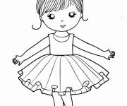 Coloriage Kawaii ballerine au belle robe