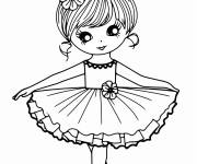 Coloriage Kawaii ballerine pour petits