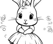 Coloriage Lapine faisant du baller