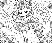 Coloriage Lulu la Licorne faisant du ballet