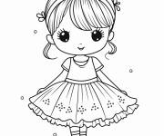 Coloriage Mod&egrave;le de ballerine kawaii