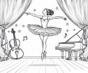 Coloriage Musique et ballet sur sc&egrave;ne