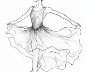 Coloriage Performance r&eacute;aliste de danseuse de ballet
