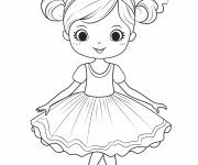 Coloriage Petite Danseuse de ballet dessin&eacute;e &agrave; la main