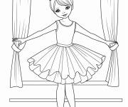 Coloriage Petite danseuse de ballet devant la fen&ecirc;tre