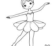 Coloriage Petite danseuse de ballet kawaii