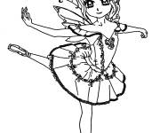 Coloriage Petite fille au ballet kawaii