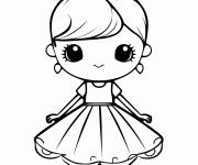 Coloriage Portrait d'une fille kawaii du ballet
